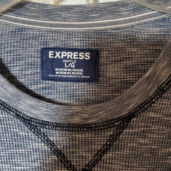 Blue men’s express large waffleknit long sleeve - Picture 2 of 4